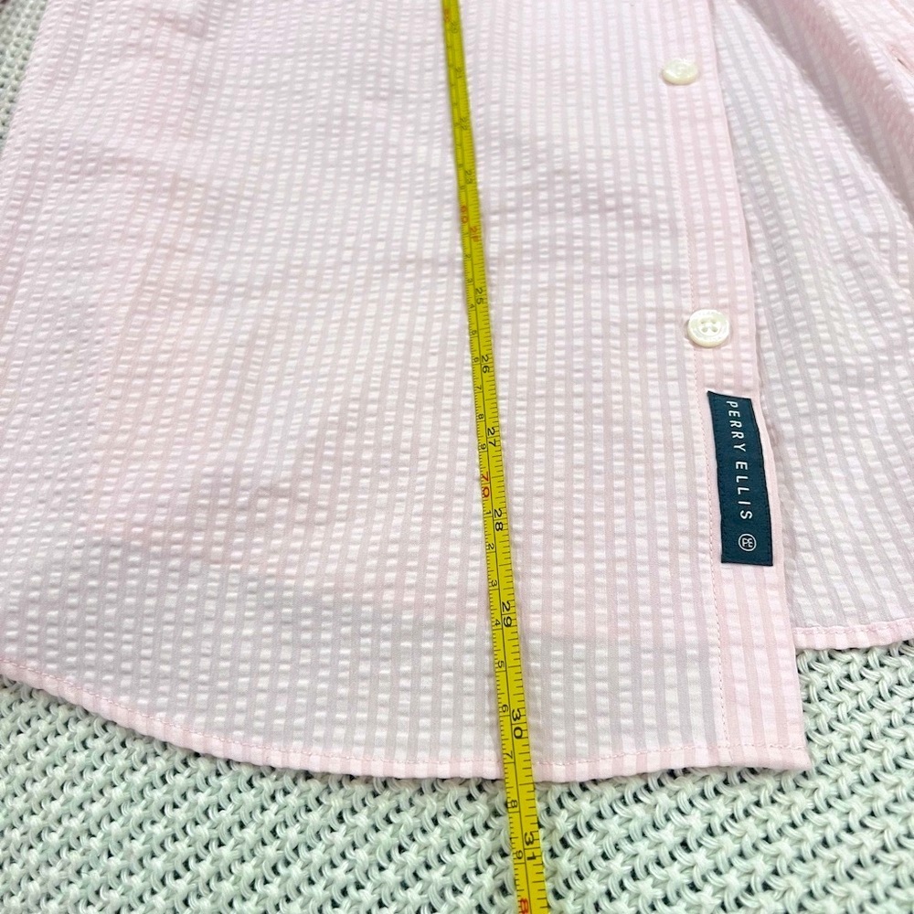 Perry Ellis Men's Light Pink Striped Button Down Shirt - Picture 9 of 11
